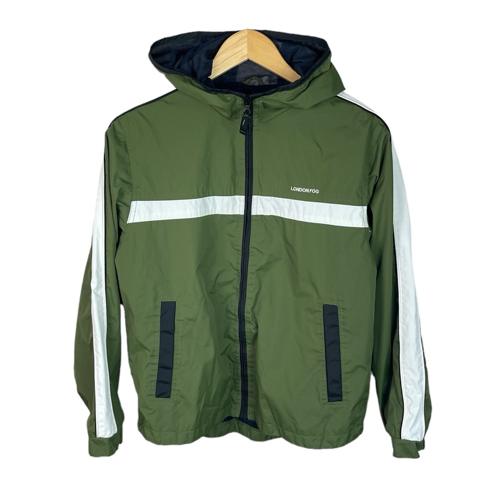 BX4 Boys London Fog Brand Full Zip Hooded Rain jacket 14/16 L